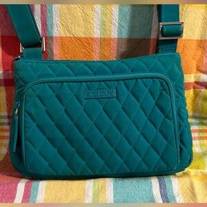 Vera Bradley Green Quilted Shoulder Bag with Adjustable Strap